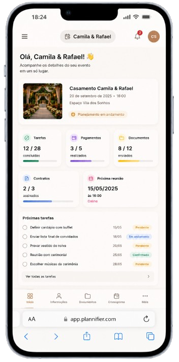 Interface do Portal do cliente no Plannifier